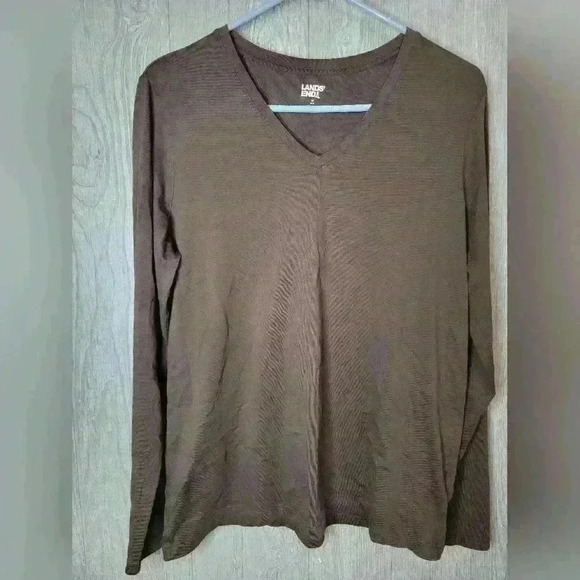Lands End brown long sleeve shirt. Size Medium(10-12). - Picture 1 of 4
